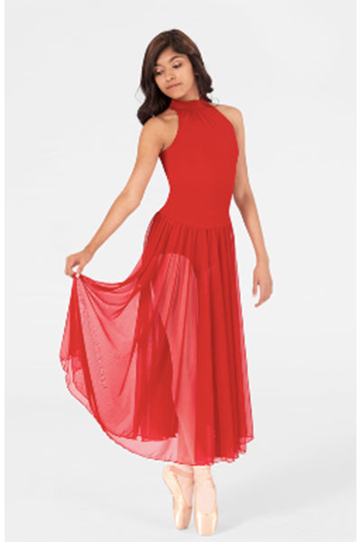 Body Wrappers P733 Long Mock Turtleneck Dance Dress Scarlet